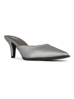Inc.5 - Women Pewter Grey Party Wear Solid Pointed Toe Kitten Heel Mules