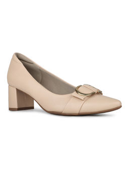 Inc.5 - Women Beige Party Wear Solid Pointed Toe Block Heel Pumps