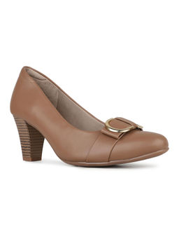 Inc.5 - Women Brown Party Wear Solid Round Toe Block Heel Pumps