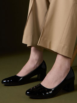 Inc.5 - Women Black Casual Solid Pattern Pointed Toe Block Heel Pumps