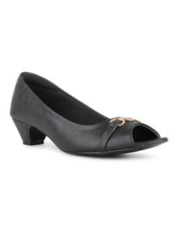 Inc.5 - Women Black Casual Solid Peep Toe Block Heel Pumps