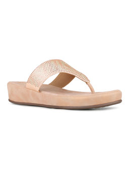 Inc.5 - Women Rose Gold Casual Embellished Round Toe Flatform Sandals