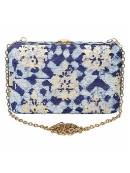 The Purple Sack - Blue Printed Clutch