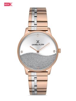 Daniel Klein - Premium Women Silver - Powder-Sunray Brush Dial with Powder Stone Watch - DK.1.12796-2