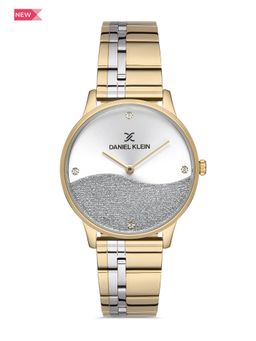 Daniel Klein - Premium Women Silver - Powder-Sunray Brush Dial with Powder Stone Watch - DK.1.12796-4