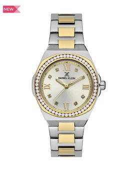 Daniel Klein - Premium Women Silver - Sunray Brush Dial with Stone Analogue Watch - DK.1.13336-3