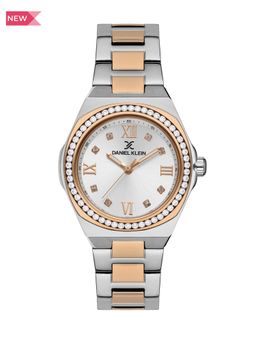 Daniel Klein - Premium Women Silver - Sunray Brush Dial with Stone Analogue Watch - DK.1.13336-5
