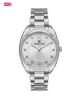 Daniel Klein - Premium Women Silver - Sunray-Emboss Dial with Stone Analogue Watch - DK.1.13398-1