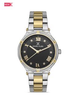 Daniel Klein - Premium Women Gun Black - Emboss Dial with Stone Analogue Watch - DK.1.13414-4