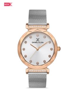 Daniel Klein - Premium Women Silver - Sunray Brush Dial with Stone Analogue Watch - DK.1.13416-6