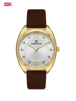 Daniel Klein - Premium Women Silver - Sunray-Emboss Dial with Stone Analogue Watch - DK.1.13425-2