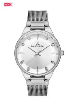 Daniel Klein - Premium Women Silver - Sunray Brush Dial with Stone Analogue Watch - DK.1.13429-1