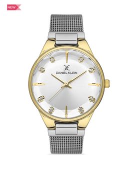 Daniel Klein - Premium Women Silver - Sunray Brush Dial with Stone Analogue Watch - DK.1.13429-4