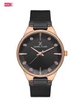 Daniel Klein - Premium Women Gun Black - Sunray Brush Dial with Stone Analogue Watch - DK.1.13429-5