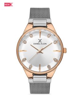 Daniel Klein - Premium Women Silver - Sunray Brush Dial with Stone Analogue Watch - DK.1.13429-6