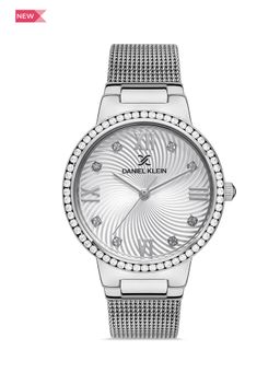 Daniel Klein - Premium Women Silver - Emboss Dial with Stone Analogue Watch - DK.1.13434-1