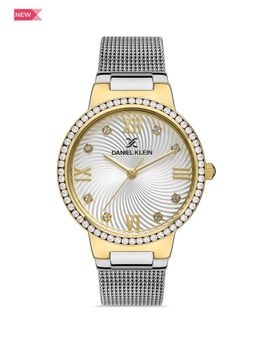 Daniel Klein - Premium Women Silver - Emboss Dial with Stone Analogue Watch - DK.1.13434-4