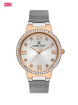 Daniel Klein - Premium Women Silver - Emboss Dial with Stone Analogue Watch - DK.1.13434-6
