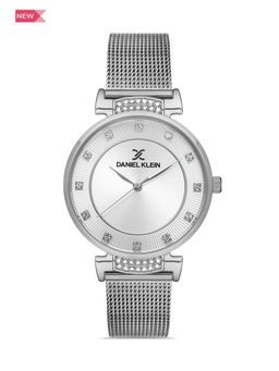 Daniel Klein - Premium Women Silver - Sunray-Emboss Dial with Stone Analogue Watch - DK.1.13437-1