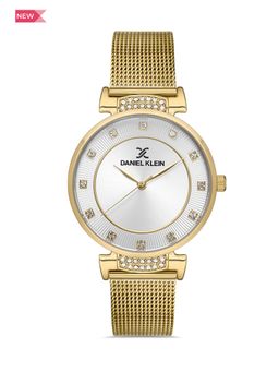 Daniel Klein - Premium Women Silver - Sunray-Emboss Dial with Stone Analogue Watch - DK.1.13437-2