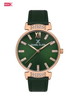 Daniel Klein - Premium Women Green - Sunray Brush Dial with Stone Analogue Watch - DK.1.13438-3