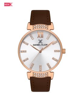 Daniel Klein - Premium Women Silver - Sunray Brush Dial with Stone Analogue Watch - DK.1.13438-4