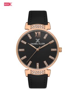 Daniel Klein - Premium Women Gun Black - Sunray Brush Dial with Stone Analogue Watch - DK.1.13438-5