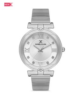 Daniel Klein - Premium Women Silver - Sunray-Emboss Dial with Stone Analogue Watch - DK.1.13439-1