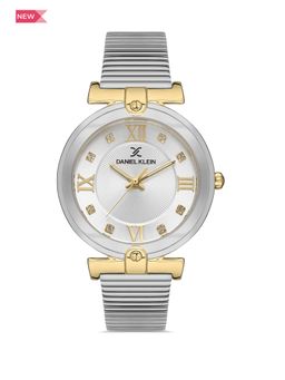 Daniel Klein - Premium Women Silver - Sunray-Emboss Dial with Stone Analogue Watch - DK.1.13439-3
