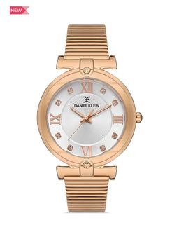 Daniel Klein - Premium Women Silver - Sunray-Emboss Dial with Stone Analogue Watch - DK.1.13439-4