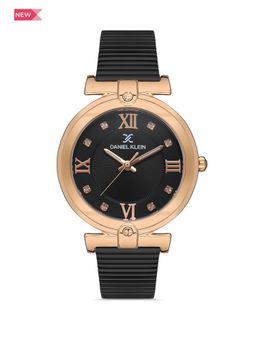 Daniel Klein - Premium Women Gun Black - Sunray-Emboss Dial with Stone Analogue Watch - DK.1.13439-6