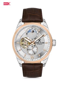 Daniel Klein - Skeleton Series Silver - Emboss Dial with Real Index Analogue Watch - DK.1.13440-4