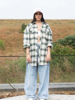 Bonkers Corner - Multi-Color Plaid Flannel Checks Oversized Shirt