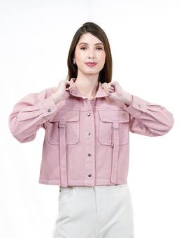 COSMIC TRIO - Women Pink Denim Jacket