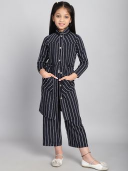 BaawRi - Girl Black Stripe Printed Cotton Co-Ord Set