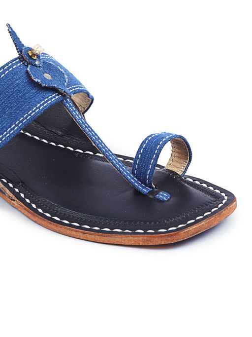 Buy Korakari Men Modern Blue Denim Kolhapuri Chappal Online