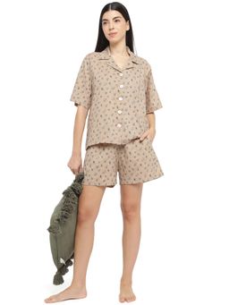 Dear Bed Comfort Clothing - Pure Cotton Floral Over Sized Shirt & Shorts for Women