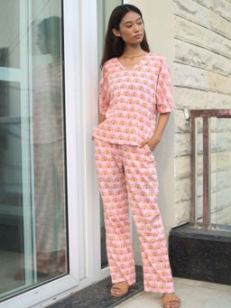 Dear Bed Comfort Clothing - Pure Cotton Loose Fit Top & Pyjama Lounge Set for Women