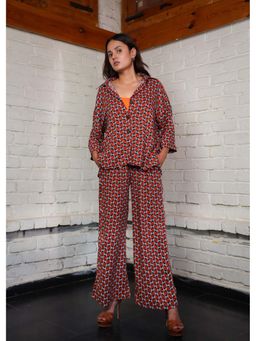 Dear Bed Comfort Clothing - Rust Oversized Shirt Pyjama Coord Set for Women