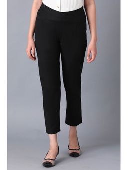W - Black Solid Slim Pants