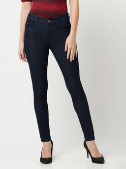 CRIMSOUNE CLUB - Women Navy Blue Supper Skinny Jeans