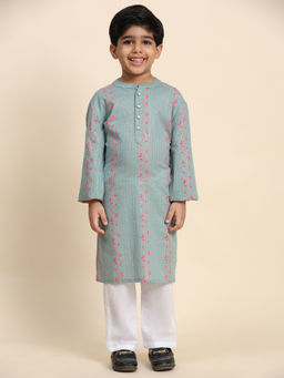 Maaesa - Grey Baby Boy Ethnic Wear Cotton Kurta & Pyjama (Set of 2)