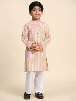 Maaesa - Pink Baby Boy Ethnic Wear Cotton Kurta & Pyjama (Set of 2)