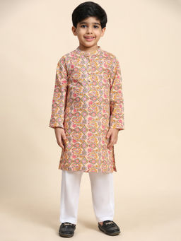 Maaesa - Pink Baby Boy Ethnic Wear Cotton Kurta & Pyjama (Set of 2)