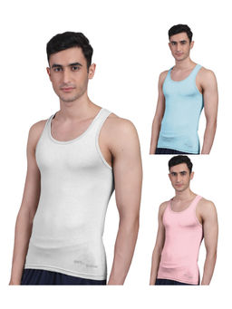 FREECULTR - Men's Twin Skin Bamboo Anti Microbial Breathtech Cotton Vest, Pack of 3