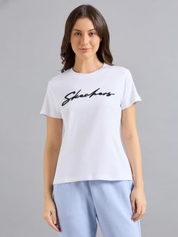 SKECHERS - Women Embroidered White T-Shirt