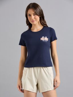 SKECHERS - Women Navy Blue Solid T-Shirt