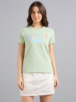 SKECHERS - Women Green Solid T-Shirt