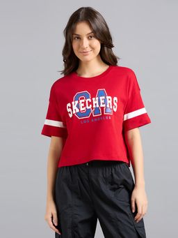 SKECHERS - Women Red Solid T-Shirt