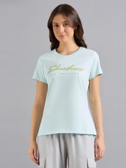 SKECHERS - Women Blue Solid T-Shirt
